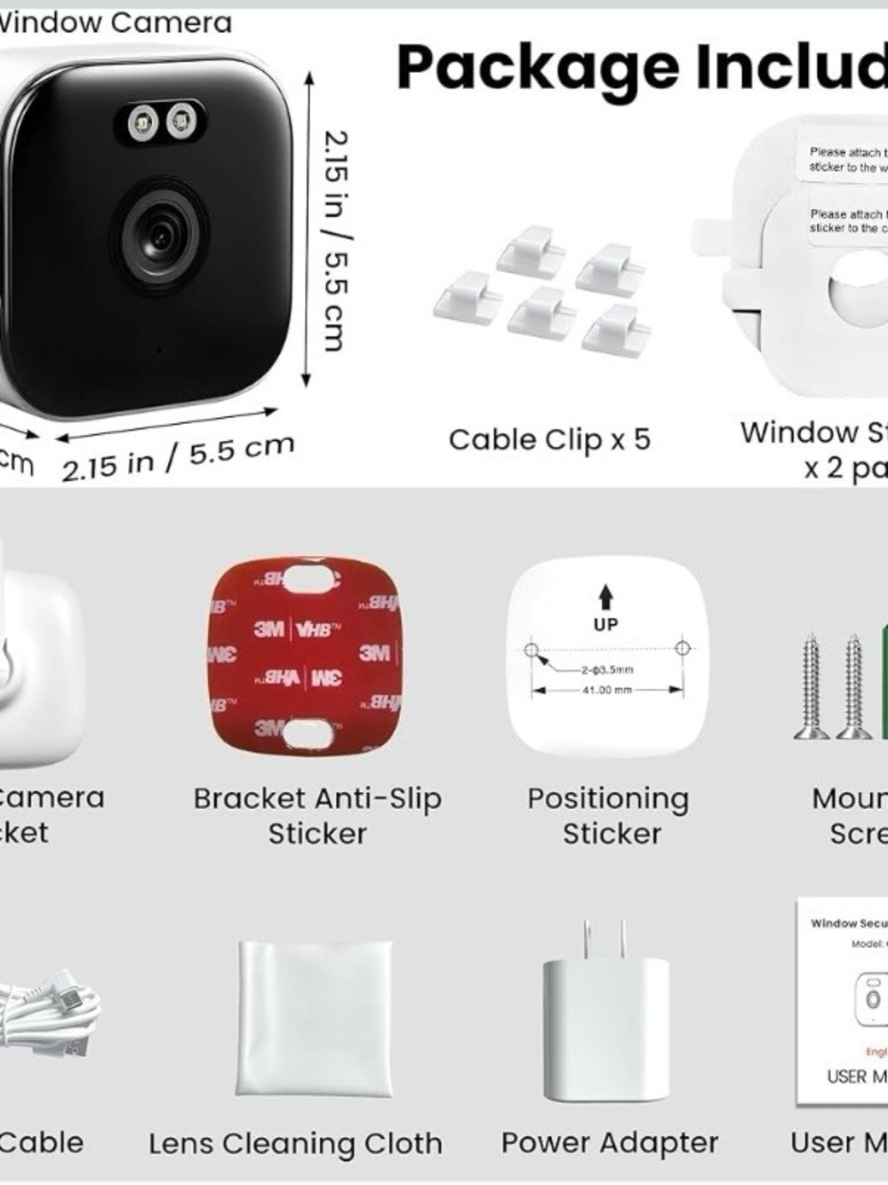 NEW - 2K Window Camera with 32GB Memory Card, 5GHz & 2.4GHz WiFi Indoor Cameras - Picture 7 of 7
